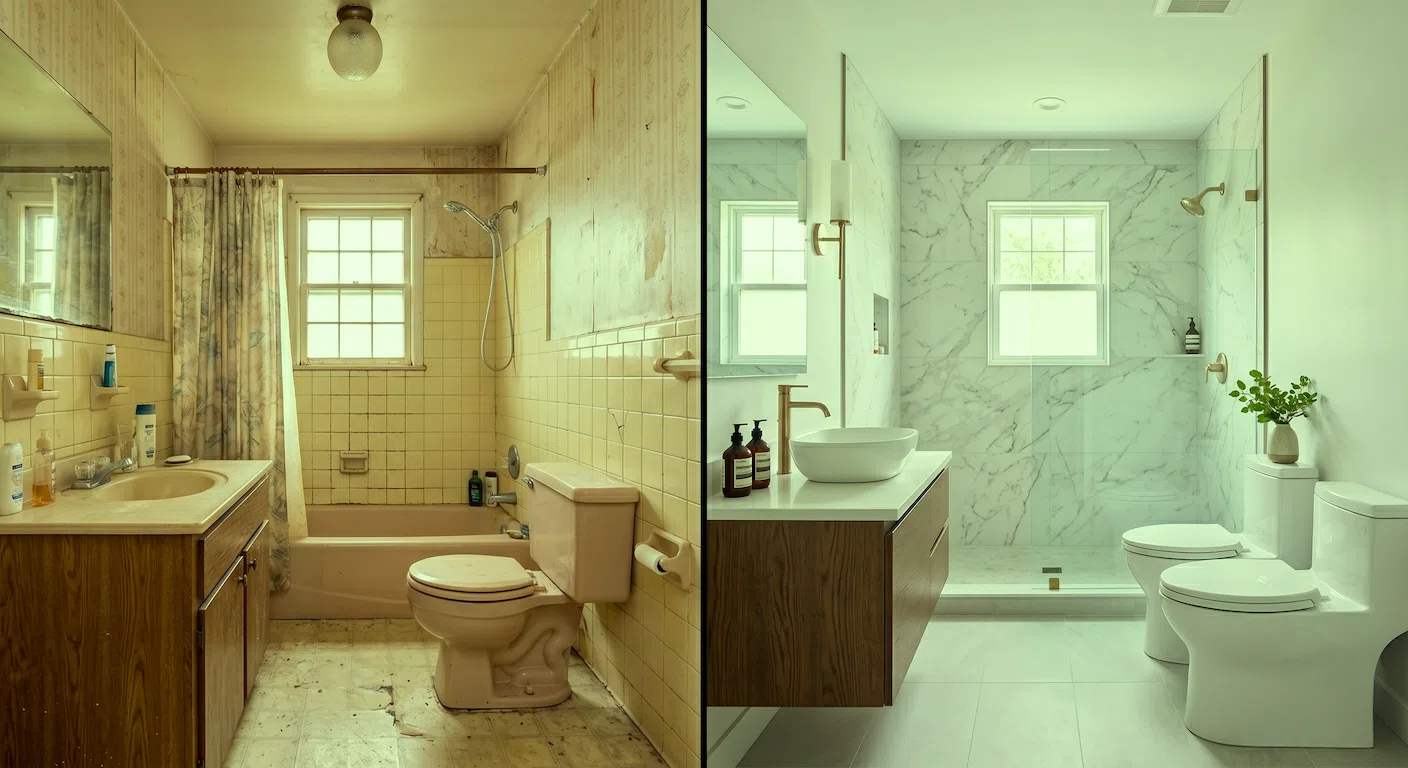 Bathroom remodeling project with updated finishes