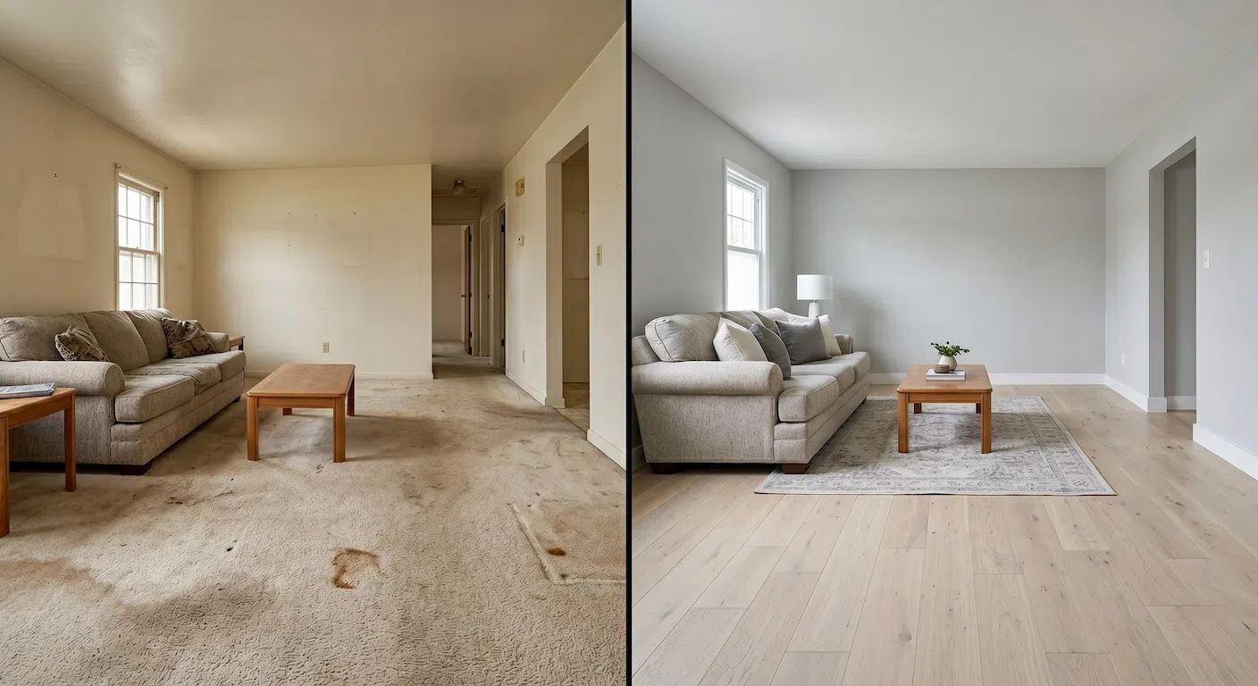 Flooring replacement project in a residential interior